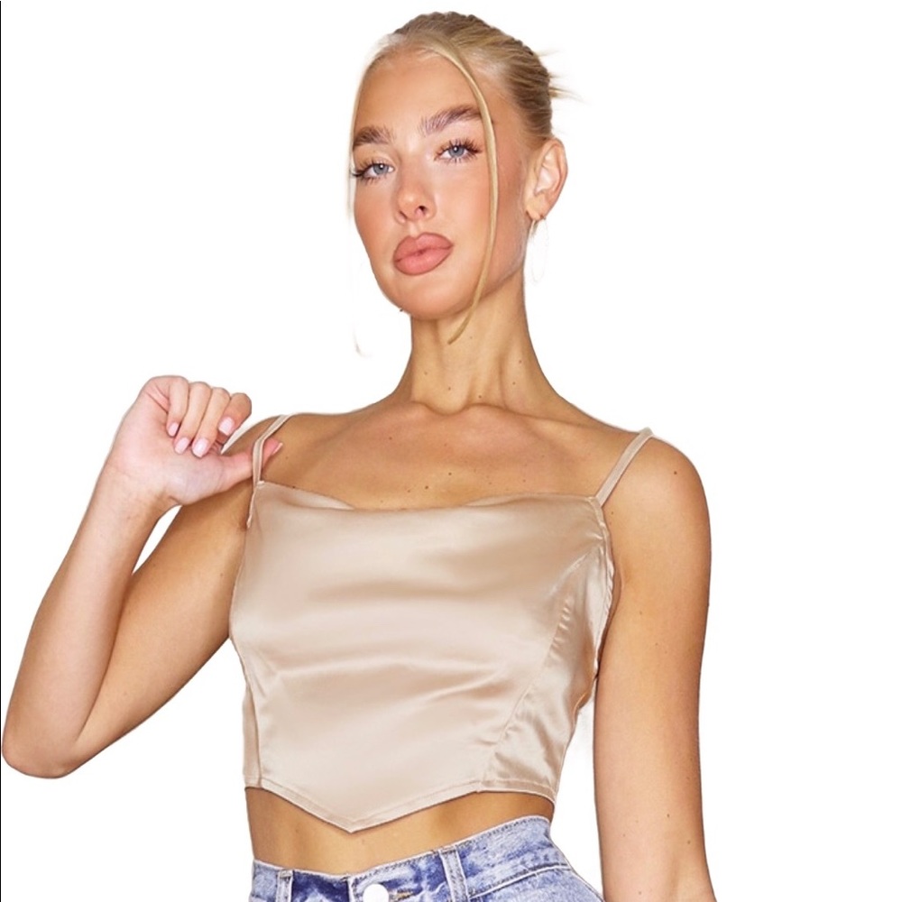Gold satin top from pretty little thing